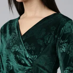 showoffff SHOWOFF Green Floral Print High-low Dress image 5
