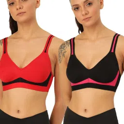 Lady Lyka Multicolor Non Wired Non Padded Sports Bra (Pack of 2) image 1