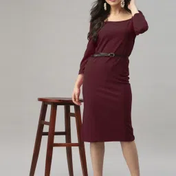 SELVIA Maroon Shift Dress image 5