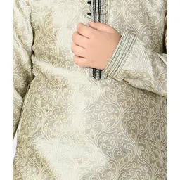 Pro-Ethic Style Developer Kids Light Green & Beige Printed Full Sleeves Kurta with Pyjamas image 5