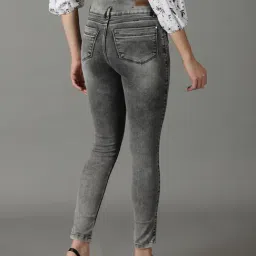 SHOWOFFFF Grey Embellished Slim Fit High Rise Jeans image 2