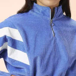 People by Pantaloons Blue Cotton Color-Block Sweatshirt image 5