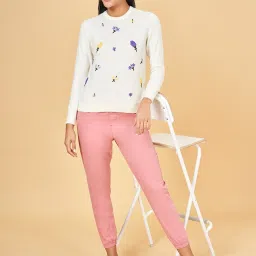 Honey by Pantaloons Off-White Embroidered Sweater image 5