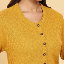 Rangmanch by Pantaloons Mustard Woven Pattern Straight Kurta image 5