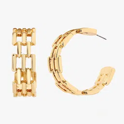 Kazo Gold-Plated Contemporary Radiant Grid Hoop Earrings image 2