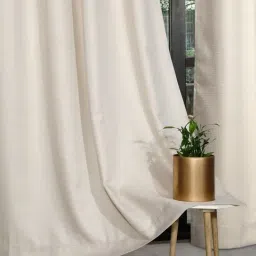 Rosara Home Polyester Ivory Solid Regular 7 ft Door Curtains - Pack of 2-image-19