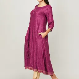 Melange by Lifestyle Purple Printed A Line Kurta image 3