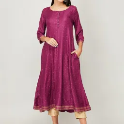 Melange by Lifestyle Purple Printed A Line Kurta image 1