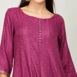 Melange by Lifestyle Purple Printed A Line Kurta image 5