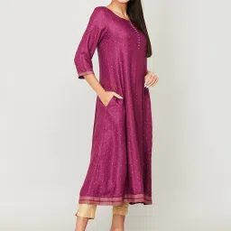 Melange by Lifestyle Purple Printed A Line Kurta image 4