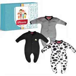 VParents Black Cotton Set Of 3 Full Length Romper-image-16