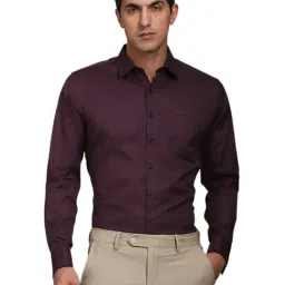 Louis Philippe Maroon Cotton Slim Fit Shirt-image-32