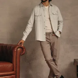 Andamen Light Grey Cotton Regular Fit Shirt image 4