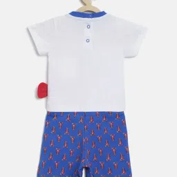 Chicco Kids White & Blue Printed T-Shirt with Shorts image 2