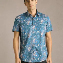 Louis Philippe Blue Cotton Slim Fit Printed Shirt-picture-35