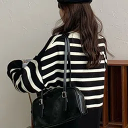 StyleCast Women Striped Round Neck Long Sleeves Pullover Sweaters image 4