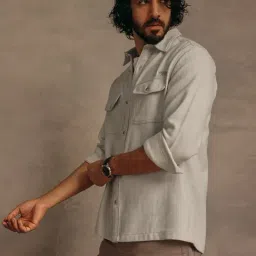 Andamen Light Grey Cotton Regular Fit Shirt image 3