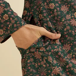 Manyavar Men Printed Regular Kurta with Pyjamas image 4