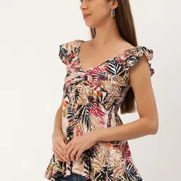 VYMO Floral Print Twisted Top image 2
