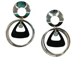 Soniya Crafts Silver Plated Stones Studded Geometric Shaped Korean Drop Earrings-picture-40