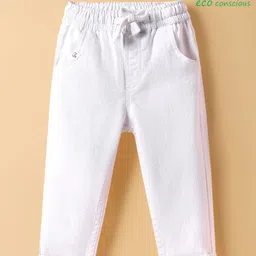 Babyoye Cotton Blend Woven Full Length Washed Denim Jeans with Stretch - White-picture-29