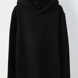 Spunkies Cotton Knit Full Sleeves Solid Hoodie - Black-image-68