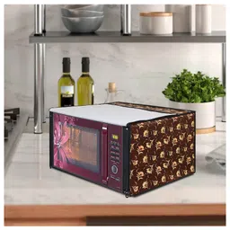 Dream care Floral Brown Printed Microwave Oven Cover for IFB 20BC4 20 Litre 1200 Watt Convection Microwave Oven (Beige Brown) image 3
