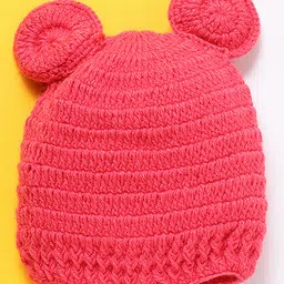 MayRa Knits Hand Knitted Woven Pack Of 2 Animal Designed Crochet Caps - Green & Red - Circumference 28 Cm image 3