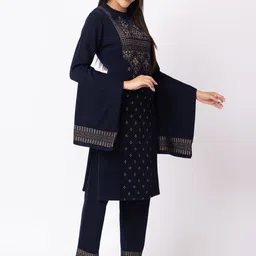 KEIKO Ethnic Motifs Woven Design Round Neck Straight Kurta with Trousers & Dupatta image 4