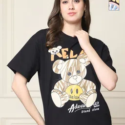 Tromko Women Pack of 2 Graphic Printed Round Neck Cotton Relaxed Fit T-shirts-picture-23