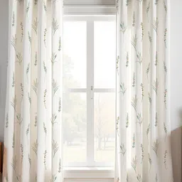 HOMEMONDE Yellow & White 2 Pieces Floral Printed Cotton Room Darkening Window Curtains-image-62