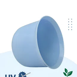 Kuber Industries Blue & Pink 2 Pieces Marble Finish Planters With Tray image 5