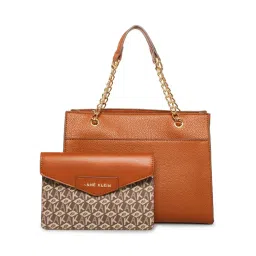 Anne Klein Brown Solid Shoulder Bag with Detachable Pouch and Strap-image-17