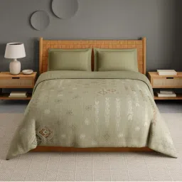 SPACES Aztec 210 Tc Hygro Cotton Geometric Design Double Quilt - Olive-picture-15