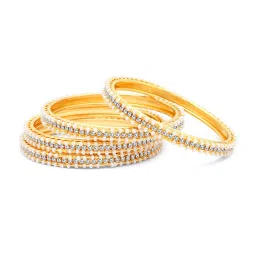 Sukkhi Fascinating Pearl Gold Plated Austrian Diamond Bangles Set Of 4 (B71518ADRL550) image 3