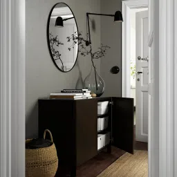 ikea bestå Storage combination with doors, black-brown Hedeviken/Stubbarp/dark brown stained oak veneer, 120x42x74 cm image 3