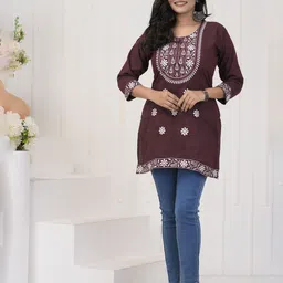 Fashion Club Collection Women Embroidered Pure Cotton Straight Kurta-image-10