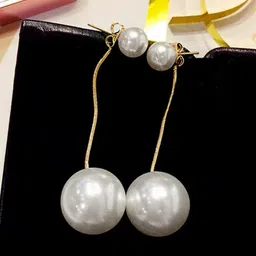 FIMBUL Gold-Plated Pearls Beaded Spherical Drop Earrings-image-19
