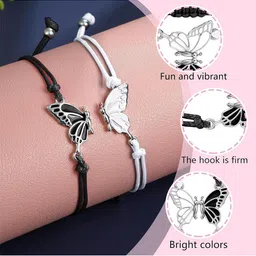 The Roadster Lifestyle Co Set Of 2 Silver Plated Butterfly Thread Bracelet image 5