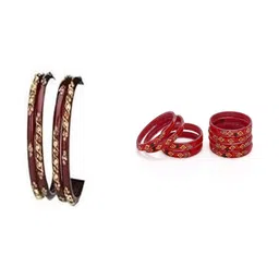 1ST TIME Set Of 12 Stone-Studded & Beaded Bangles-picture-24