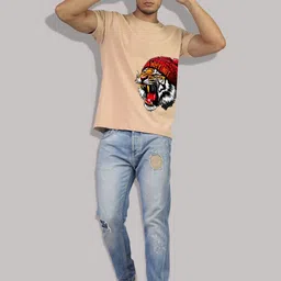 Greylongg Men Graphic Printed Round Neck Cotton T-shirt image 3