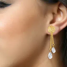 VIVASTRI Women Gold-Plated Alloy Earrings image 3