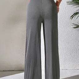 KERI PERRY Women Relaxed Flared High-Rise Non Iron Trousers image 5