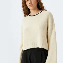 Koton Women Solid Round Neck Pullover image 2
