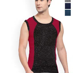 Sporto by Macho Men Pack Of 4 Cotton Colourblocked Gym Vest-image-26