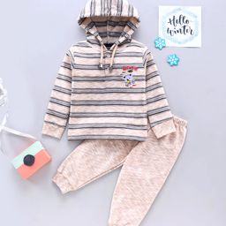 CUCUMBER Full Sleeves Tshirt and Full Length Bottomwear - Beige-picture-0