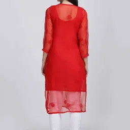 KHAKA Women Ethnic Motifs Embroidered Chikankari Kurta image 3