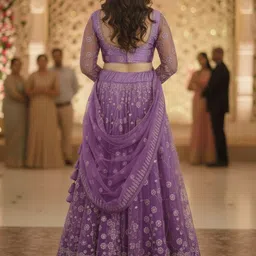 PU FASHION Embellished Sequinned Semi-Stitched Lehenga & Blouse with Dupatta image 3