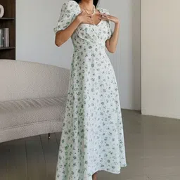 here&now Puff Sleeve Floral Dress-picture-11