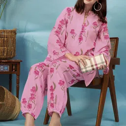 anouk rustic Anouk Women Floral Printed Regular Kurti with Trousers image 5